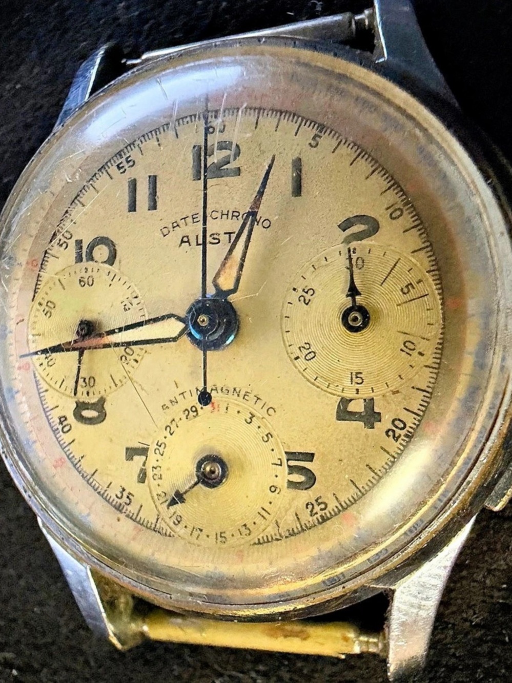 Vintage 1950s Alsta Date-Chrono Chronograph Watch Ref 739 Landeron 159 Runs